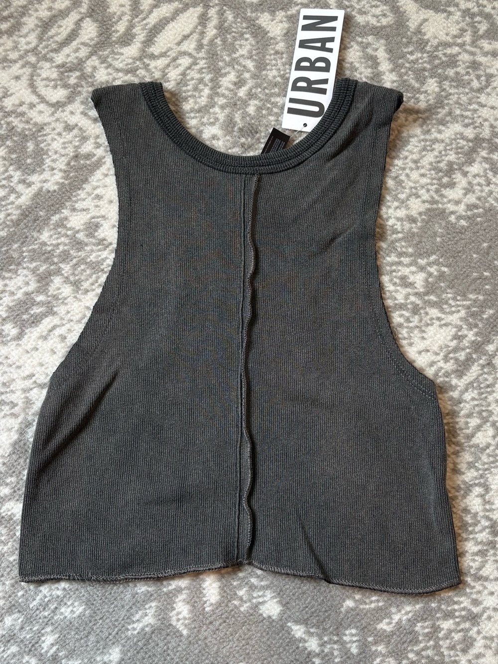 Urban Outfitters Charcoal Gray Ribbed Cropped Tank